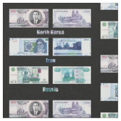 ロシア、イランおよび北朝鮮の生地の銀行券 ファブリック (クローズアップ)