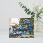 ロシア・イルクーツクのドラゴン彫刻 ポストカード (スタンド正面)