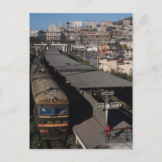 ロシア，ウラジオストク，鉄道駅 ポストカード (正面)