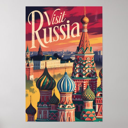 ロシア サンクトバシーリイ大聖堂 イラスト 旅行 ポスター (正面)
