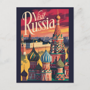 ロシア サンクトバシーリイ大聖堂 イラスト 旅行 ポストカード