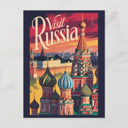 ロシア サンクトバシーリイ大聖堂 イラスト 旅行 ポストカード (正面)