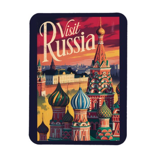 ロシア サンクトバシーリイ大聖堂 イラスト 旅行 マグネット (縦)