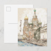 ロシア・サンクトペテルブルク - エレガントなお知らせ 案内ポストカード (正面/裏面)