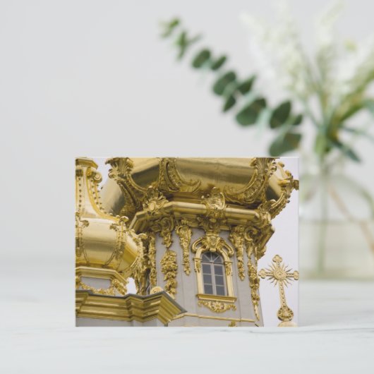 ロシア、サンクトペテルブルク、ピーターホフ宮殿（別名ピーターホフ宮殿） ポストカード (スタンド正面)