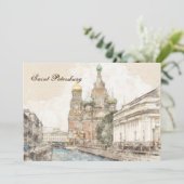 ロシア、サンクトペテルブルク 冬の街のホリデーカード シーズンカード (スタンド正面)