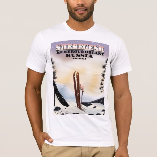 ロシア シェレゲシュ スキーの旅行ポスター Tシャツ (正面)
