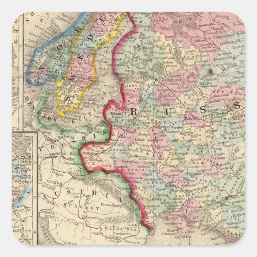 ロシア、スウェーデン、ノルウェーの地図：ミッチェル スクエアシール (正面)