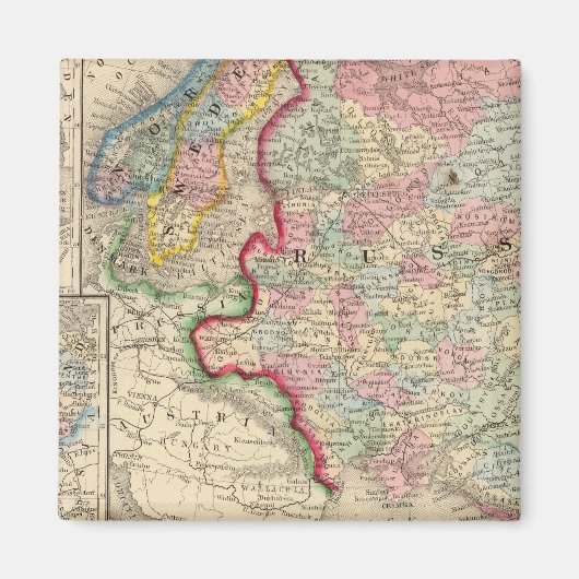 ロシア、スウェーデン、ノルウェーの地図：ミッチェル マグネット (正面)