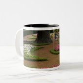 ロシア，セントペテルブルグ，ペテルホフパレスアカ ツートーンマグカップ (正面左)