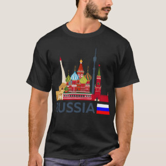 ロシア、モスクワのスカイライン。クレムリンステッカー Tシャツ