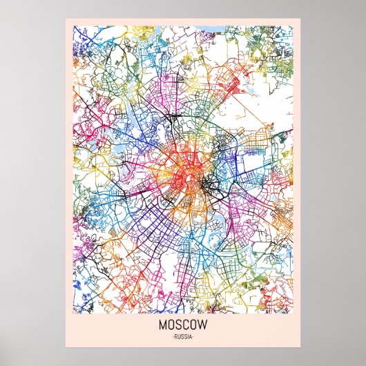 ロシア モスクワ市地図 ポスター (正面)