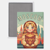 ロシア モスクワ マトリョーシカ トラベル マグネット (正面/裏面)