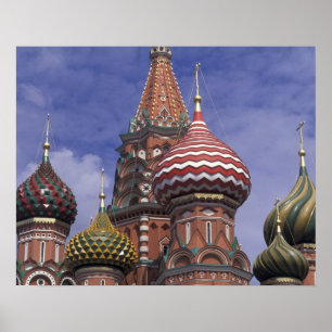 ロシア、モスクワ、レッドスクエア。セントの有名な玉ねぎ。 ポスター