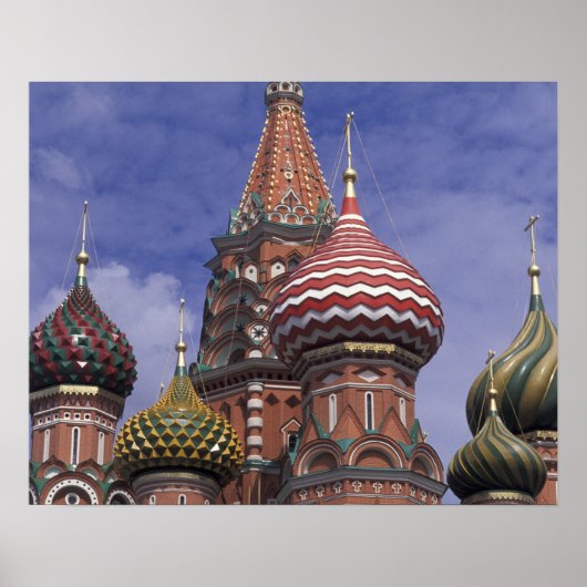 ロシア、モスクワ、レッドスクエア。セントの有名な玉ねぎ。 ポスター (正面)