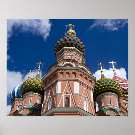 ロシア、モスクワ、赤の広場 聖バシリイ大聖堂 2 ポスター (正面)