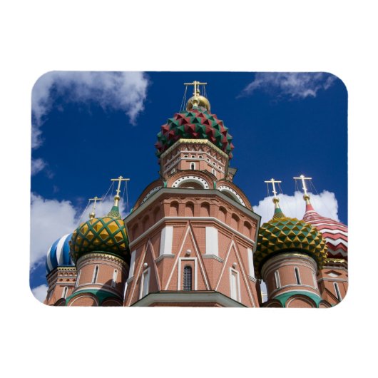 ロシア、モスクワ、赤の広場 聖バシルの2 マグネット (横)