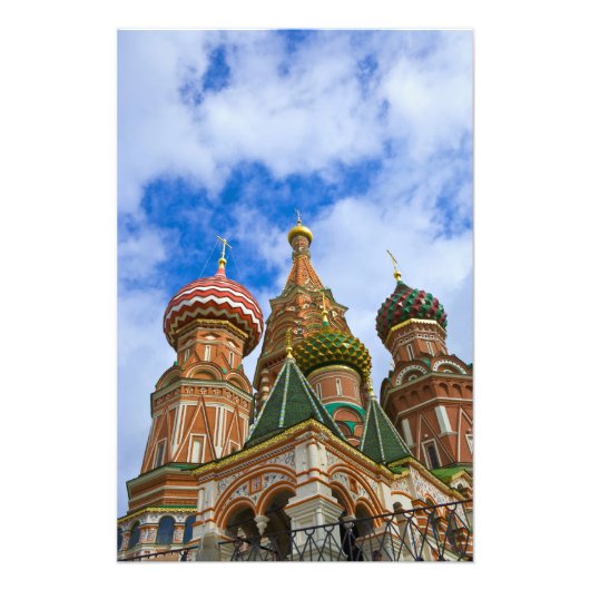 ロシア、モスクワ、赤の広場、聖ワシリイ大聖堂 フォトプリント            (正面)