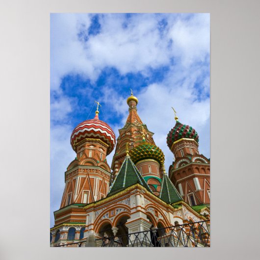 ロシア、モスクワ、赤の広場、聖ワシリイ大聖堂 ポスター (正面)