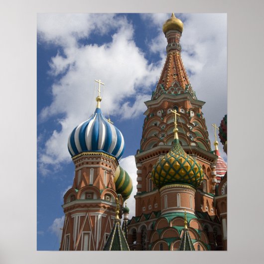 ロシア、モスクワ、赤の広場。聖ワシリイ大聖堂 4 ポスター (正面)