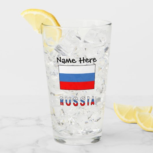 ロシア ロシア国旗 ブラック 個人名入れ タンブラーグラス (アイス正面)
