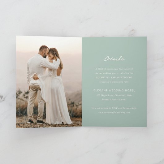 ロシェルグリーンエレガモダンントウェディング 招待状 (内部)