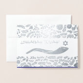 ロシュハサナパーティーホイル実在ラグジュアリー招待状 箔カード (封筒付き正面)