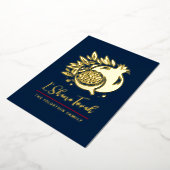 ロシュハサナモダンポメグラナートユダヤ正月 箔シーズンカード (回転した状態)