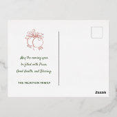 ロシュハサナモダンポメグラナートユダヤ正月 箔シーズンポストカード (裏面)