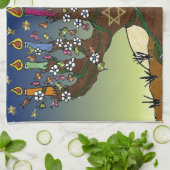 ロシュハサナラシャナトヴァツリーオブライフ(ユダヤ教)メノラー キッチンタオル (折り畳み)