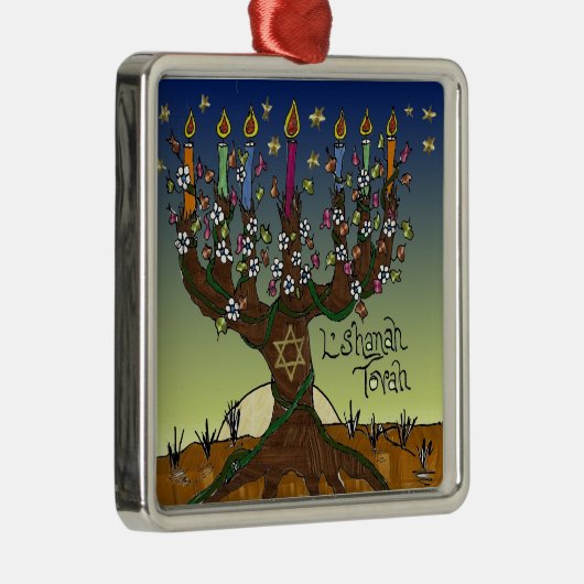 ロシュハサナラシャナトヴァツリーオブライフ(ユダヤ教)メノラー メタルオーナメント (右)
