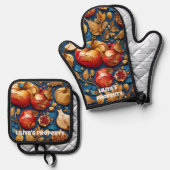 ロシュハサナリンゴザクロ 鍋つかみ&鍋敷きセット (正面/裏面)