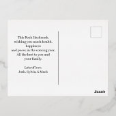 ロシュハシャナゴールドフォイルブルーユダヤ 箔シーズンポストカード (裏面)