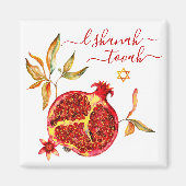 ロシュハシャナシック赤金ゴールドザクロ水彩 マグネット (正面)