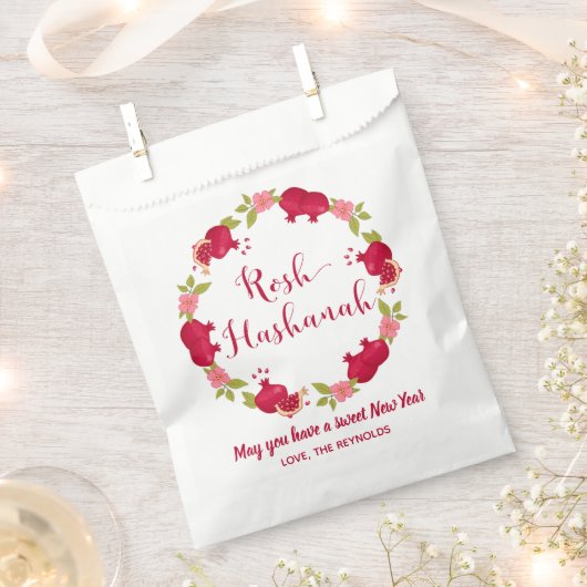 ロシュハシャナニューイヤーザクロ花リース フェイバーバッグ (クリップ留めされた状態)