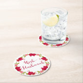 ロシュハシャナニューイヤーザクロ花リース ラウンドペーパーコースター (インサイチュ)