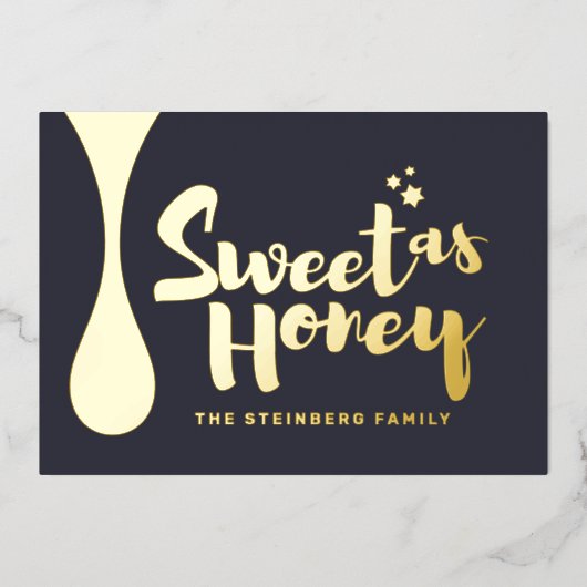 ロシュハシャナユダヤ新年の挨拶金ゴールド 箔シーズンカード (正面)