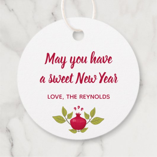 ロシュハシャナ新年ザクロ花ギフトラベル フェイバータグ (裏面)