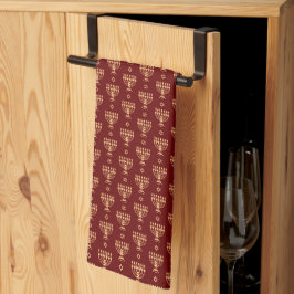 ロシュハシャナ金ゴールドユダヤ（ユダヤ教）メノラーシンボルブルゴーニュ キッチンタオル