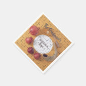 ロシュ・ハシャナかわいらし・ホリデー・タイル・ユダヤ新年 スタンダードカクテルナプキン (角)