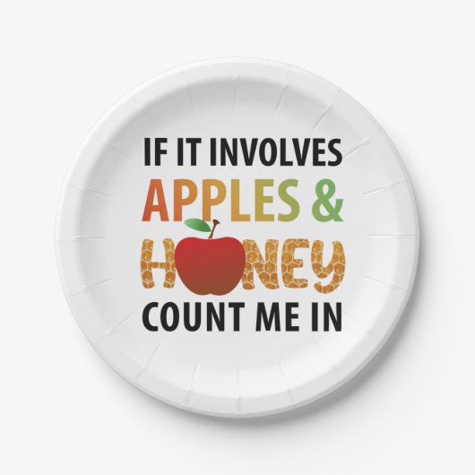 ロシュ・ハシャナのリンゴと蜂蜜のTシャツ ペーパープレート (正面)