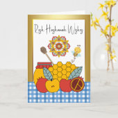 ロシュ・ハシャナは一年を望む カード (黄色い花)