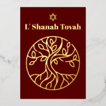 ロシュ・ハシャナー ゴールドフォイル ツリー・オブ・ライフ ワインレッド