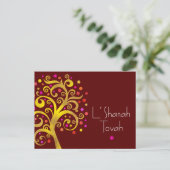 ロシュ・ハシャナー バーガンディ ゴールド・フォイル ツリー・オブ・ライフ ボールド シーズンポストカード (スタンド正面)