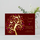 ロシュ・ハシャナー　バーガンディ　生命の木　純金 箔シーズンカード (立ち正面)