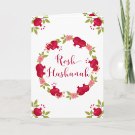 ロシュ・ハシャナー　新年のザクロの花のリース シーズンカード