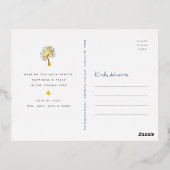 ロシュ・ハシャナ ナビーブルー ツリー・オブ・ライフ リアルゴールド 箔シーズンポストカード (裏面)