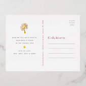 ロシュ・ハシャナ バーガンディ レッド ツリー オブ ライフ リアル ゴールド 箔シーズンポストカード (裏面)