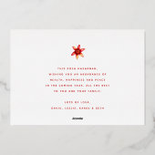 ロシュ・ハシャナ　赤いザクロ　水彩　本物の金 箔シーズンカード (裏面)