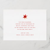 ロシュ・ハシャナ 赤いザクロ 水彩 本物の金 箔シーズンカード (裏面)